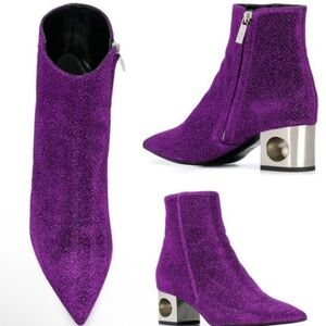 Coliac Purple Ankle Boots with Silver Heel